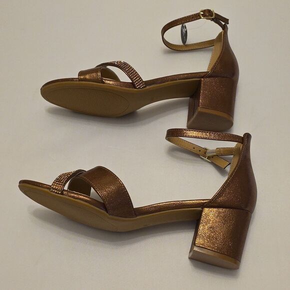 BRAND NEW DIBA LEATHER HEELS with CRISSCROSS STRAS SANDAL R3 - Picture 10 of 16